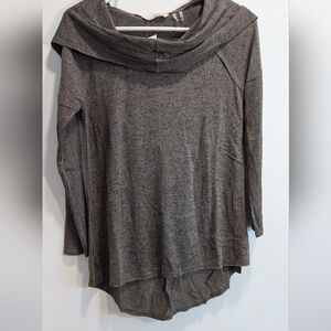NWT Womens Soft Surroundings Brown Black Cowl Neck Long Sleeve Tunic Top, PXS